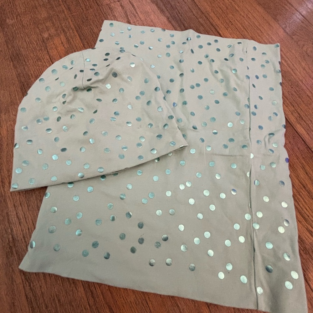 H&M Mint Green Polka Dot Tube Scarf and Beanie Set
